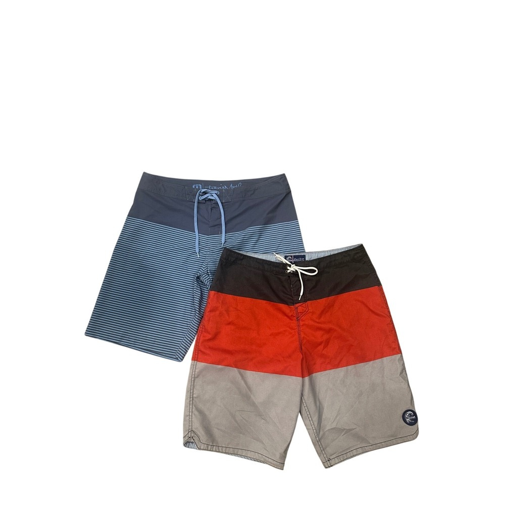 Mens Board Shorts Bundle TravisMathew Blue Stripe O'Neill Colorblock Size 34